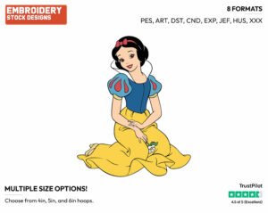 Pretty Snow White - Disney's Snow White and the Seven Dwarfs - Embroidery Design in 3 sizes & 8 formats