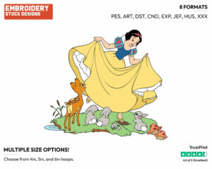 Snow White, Animals - Disney's Snow White and the Seven Dwarfs - Embroidery Design in 3 sizes & 8 formats