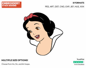Snow White's Face - Disney's Snow White and the Seven Dwarfs - Embroidery Design in 3 sizes & 8 formats