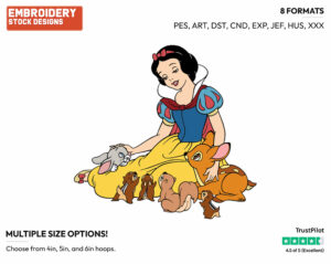 Snow White, Animals - Disney's Snow White and the Seven Dwarfs - Embroidery Design in 3 sizes & 8 formats