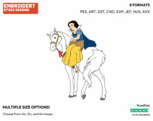 Snow White Riding Horse - Disney's Snow White and the Seven Dwarfs - Embroidery Design in 3 sizes & 8 formats
