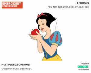 Snow White, Apple - Disney's Snow White and the Seven Dwarfs - Embroidery Design in 3 sizes & 8 formats