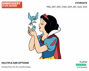 Snow White, Birds - Disney's Snow White and the Seven Dwarfs - Embroidery Design in 3 sizes & 8 formats