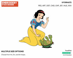 Snow White, Turtle - Disney's Snow White and the Seven Dwarfs - Embroidery Design in 3 sizes & 8 formats