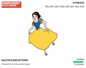 Snow White Running - Disney's Snow White and the Seven Dwarfs - Embroidery Design in 3 sizes & 8 formats