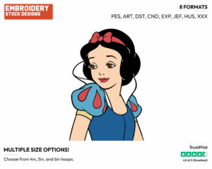 Snow White's Face - Disney's Snow White and the Seven Dwarfs - Embroidery Design in 3 sizes & 8 formats