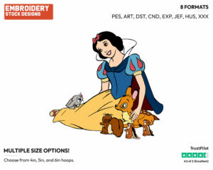 Snow White, Animals - Disney's Snow White and the Seven Dwarfs - Embroidery Design in 3 sizes & 8 formats