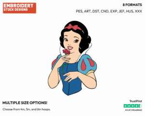Snow White Holding A Flower - Disney's Snow White and the Seven Dwarfs - Embroidery Design in 3 sizes & 8 formats