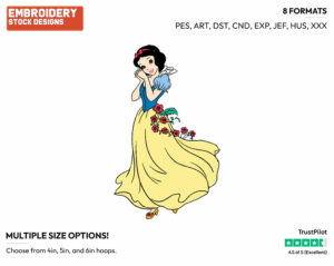 Snow White - Disney's Snow White and the Seven Dwarfs - Embroidery Design in 3 sizes & 8 formats
