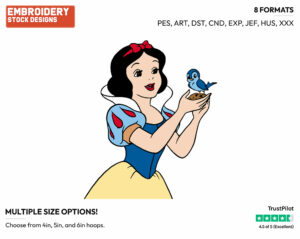 Snow White, Bird - Disney's Snow White and the Seven Dwarfs - Embroidery Design in 3 sizes & 8 formats