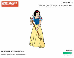 Snow White Sweeping - Disney's Snow White and the Seven Dwarfs - Embroidery Design in 3 sizes & 8 formats