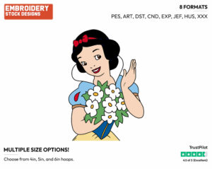 Snow White, Flowers - Disney's Snow White and the Seven Dwarfs - Embroidery Design in 3 sizes & 8 formats