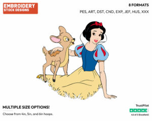 Snow White, Deer - Disney's Snow White and the Seven Dwarfs - Embroidery Design in 3 sizes & 8 formats