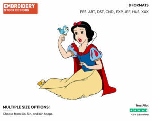 Snow White, Bird - Disney's Snow White and the Seven Dwarfs - Embroidery Design in 3 sizes & 8 formats