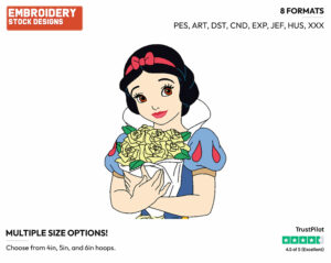 Snow White, Bouquet Of Flowers - Disney's Snow White and the Seven Dwarfs - Embroidery Design in 3 sizes & 8 formats