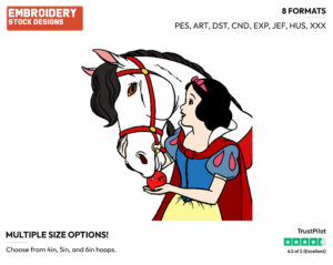 Snow White, Horse - Disney's Snow White and the Seven Dwarfs - Embroidery Design in 3 sizes & 8 formats