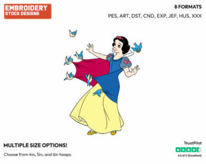 Snow White, Birds - Disney's Snow White and the Seven Dwarfs - Embroidery Design in 3 sizes & 8 formats