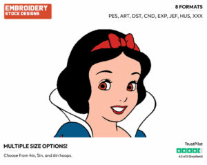 Snow White's Face - Disney's Snow White and the Seven Dwarfs - Embroidery Design in 3 sizes & 8 formats