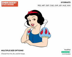 Snow White's Face - Disney's Snow White and the Seven Dwarfs - Embroidery Design in 3 sizes & 8 formats