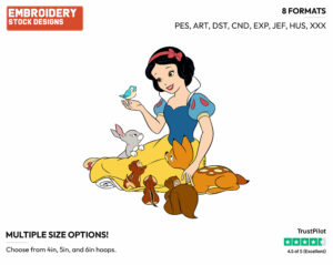 Snow White, Forest Animals - Disney's Snow White and the Seven Dwarfs - Embroidery Design in 3 sizes & 8 formats