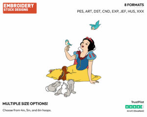 Snow White's Face - Disney's Snow White and the Seven Dwarfs - Embroidery Design in 3 sizes & 8 formats