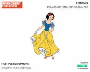 Snow White - Disney's Snow White and the Seven Dwarfs - Embroidery Design in 3 sizes & 8 formats