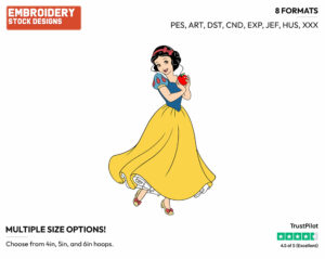 Snow White, Apple - Disney's Snow White and the Seven Dwarfs - Embroidery Design in 3 sizes & 8 formats