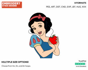 Snow White, Apple - Disney's Snow White and the Seven Dwarfs - Embroidery Design in 3 sizes & 8 formats