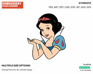 Snow White - Disney's Snow White and the Seven Dwarfs - Embroidery Design in 3 sizes & 8 formats