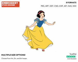 Snow White - Disney's Snow White and the Seven Dwarfs - Embroidery Design in 3 sizes & 8 formats