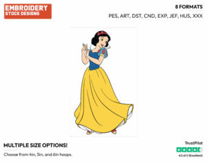 Snow White - Disney's Snow White and the Seven Dwarfs - Embroidery Design in 3 sizes & 8 formats