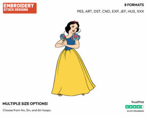 Snow White - Disney's Snow White and the Seven Dwarfs - Embroidery Design in 3 sizes & 8 formats