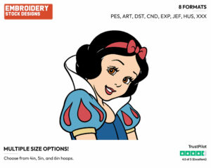 Snow White's Face - Disney's Snow White and the Seven Dwarfs - Embroidery Design in 3 sizes & 8 formats