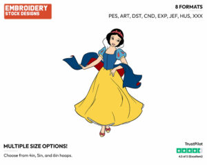 Snow White - Disney's Snow White and the Seven Dwarfs - Embroidery Design in 3 sizes & 8 formats