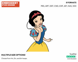 Snow White - Disney's Snow White and the Seven Dwarfs - Embroidery Design in 3 sizes & 8 formats