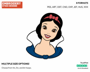 Snow White's Face - Disney's Snow White and the Seven Dwarfs - Embroidery Design in 3 sizes & 8 formats