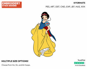 Snow White - Disney's Snow White and the Seven Dwarfs - Embroidery Design in 3 sizes & 8 formats