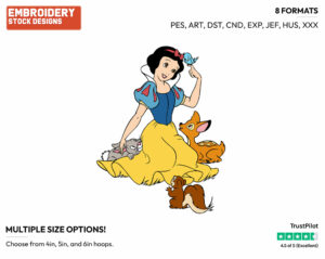 Snow White, Animals - Disney's Snow White and the Seven Dwarfs - Embroidery Design in 3 sizes & 8 formats