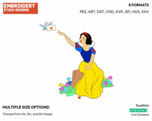 Bird Delivering Letter To Snow White - Disney's Snow White and the Seven Dwarfs - Embroidery Design in 3 sizes & 8 formats
