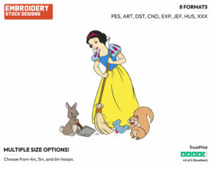 Snow White Sweeping - Disney's Snow White and the Seven Dwarfs - Embroidery Design in 3 sizes & 8 formats