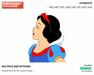 Snow White - Disney's Snow White and the Seven Dwarfs - Embroidery Design in 3 sizes & 8 formats