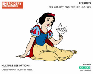 Snow White, Bird - Disney's Snow White and the Seven Dwarfs - Embroidery Design in 3 sizes & 8 formats