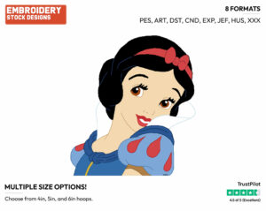 Snow White's Face - Disney's Snow White and the Seven Dwarfs - Embroidery Design in 3 sizes & 8 formats