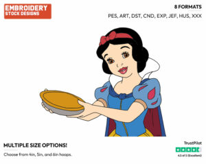 Snow White, Pie - Disney's Snow White and the Seven Dwarfs - Embroidery Design in 3 sizes & 8 formats