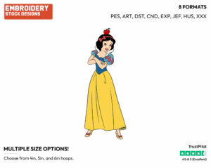 Snow White With Apple On Head - Disney's Snow White and the Seven Dwarfs - Embroidery Design in 3 sizes & 8 formats