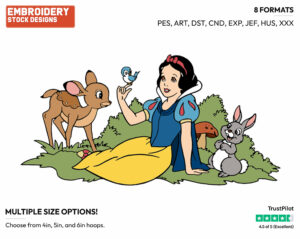 Snow White, Forest Animals - Disney's Snow White and the Seven Dwarfs - Embroidery Design in 3 sizes & 8 formats