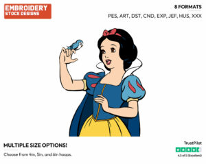Snow White, Bluebird - Disney's Snow White and the Seven Dwarfs - Embroidery Design in 3 sizes & 8 formats