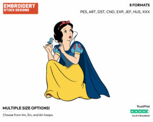 Snow White, Bluebird - Disney's Snow White and the Seven Dwarfs - Embroidery Design in 3 sizes & 8 formats