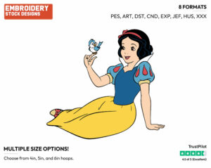 Snow White, Bluebird - Disney's Snow White and the Seven Dwarfs - Embroidery Design in 3 sizes & 8 formats