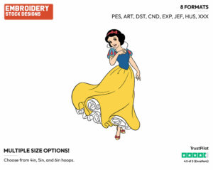 Snow White - Disney's Snow White and the Seven Dwarfs - Embroidery Design in 3 sizes & 8 formats